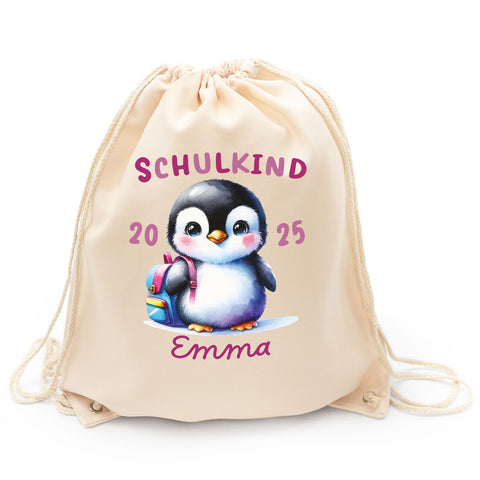 Turnbeutel für Kinder - Schulkind Tiere - zur Einschulung