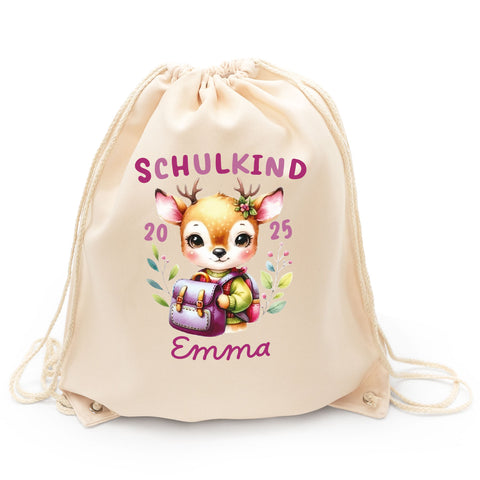 Turnbeutel für Kinder - Schulkind Tiere - zur Einschulung