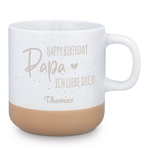 Gravierte Steingut Tasse - Happy Birthday Papa