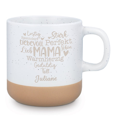 Gravierte Steingut Tasse - Mama Collage