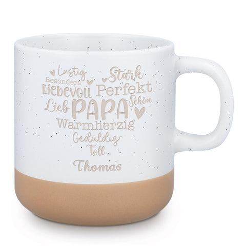 Gravierte Steingut Tasse - Papa Collage