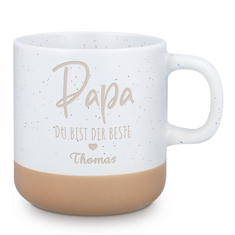 Gravierte Steingut Tasse - Papa du bist der Beste