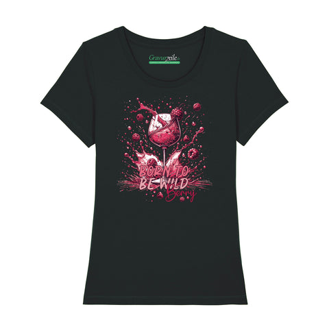 Bedrucktes T-Shirt für Damen - Born to be wild berry