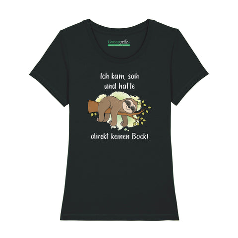 Bedrucktes T-Shirt für Damen - Ich kam sah kein Bock