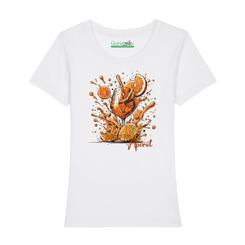 Bedrucktes T-Shirt für Damen - Let the good times aperol