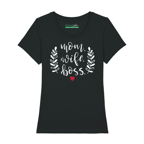 Bedrucktes T-Shirt für Damen - Mom. Wife. Boss.