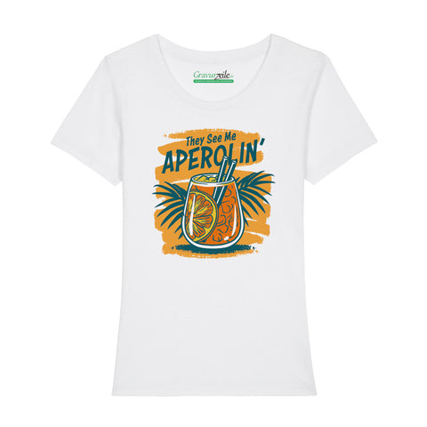 Bedrucktes T-Shirt für Damen - They see me aperolin