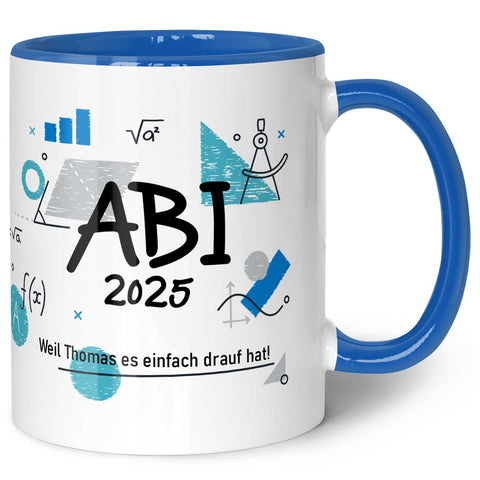 Bedruckte Tasse mit Spruch - Abi - Personalisiert mit Namen