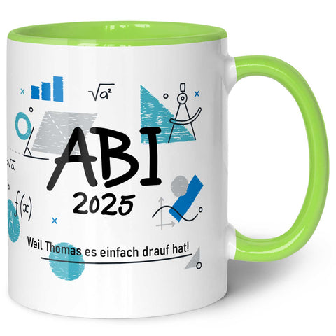 Bedruckte Tasse mit Spruch - Abi - Personalisiert mit Namen