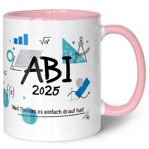 Bedruckte Tasse mit Spruch - Abi - Personalisiert mit Namen