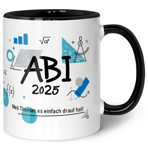 Bedruckte Tasse mit Spruch - Abi - Personalisiert mit Namen