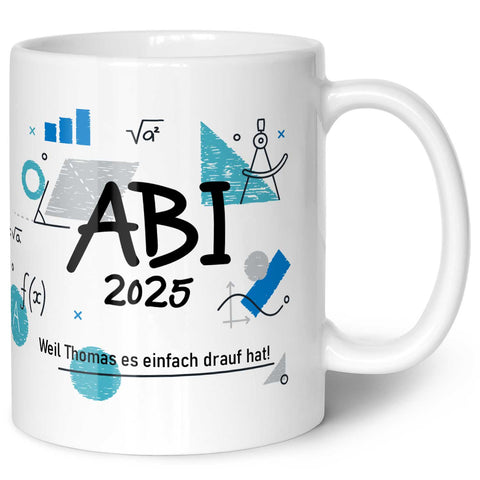 Bedruckte Tasse mit Spruch - Abi - Personalisiert mit Namen