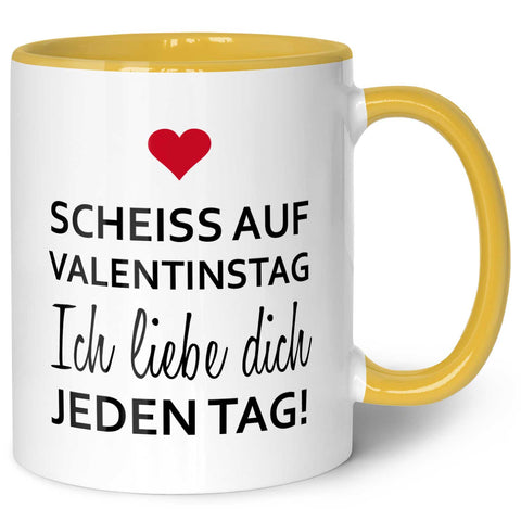 Bedruckte Tasse mit Spruch - Scheiss auf Valentinstag