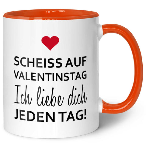 Bedruckte Tasse mit Spruch - Scheiss auf Valentinstag