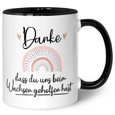 Bedruckte Tasse mit Spruch - "Danke dass du uns beim Wachsen geholfen hast" V2