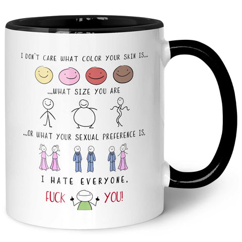Bedruckte Tasse mit Spruch - "I hate everyone"