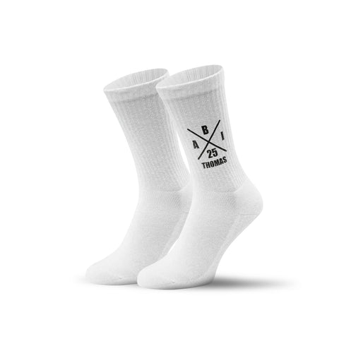 Tennissocken - Abi Kreuz - personalisiert mit Namen & Jahr