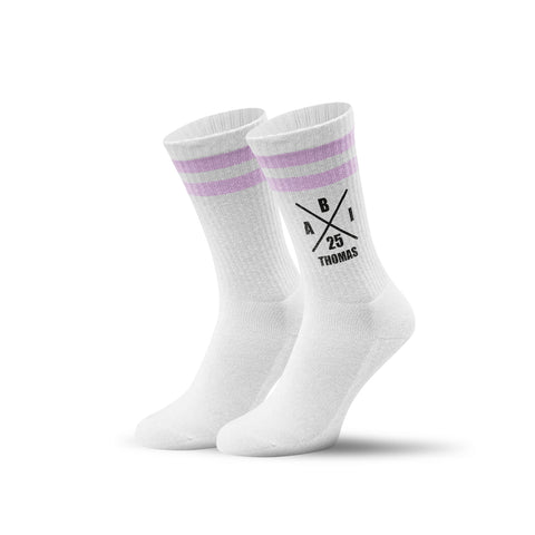 Tennissocken - Abi Kreuz - personalisiert mit Namen & Jahr