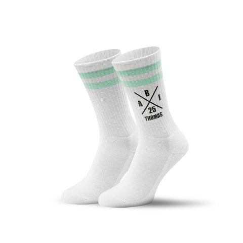 Tennissocken - Abi Kreuz - personalisiert mit Namen & Jahr