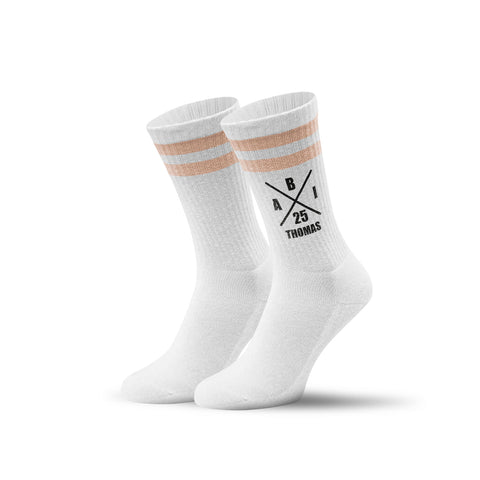 Tennissocken - Abi Kreuz - personalisiert mit Namen & Jahr