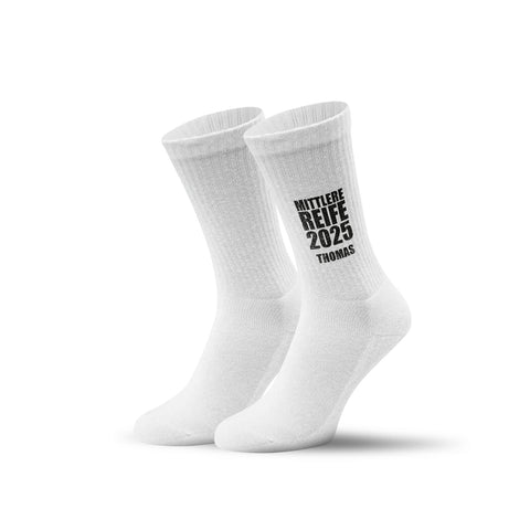 Tennissocken - Mittlere Reife - personalisiert mit Namen & Jahr