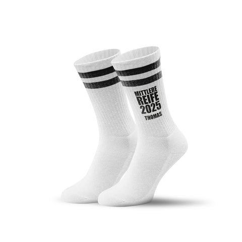 Tennissocken - Mittlere Reife - personalisiert mit Namen & Jahr