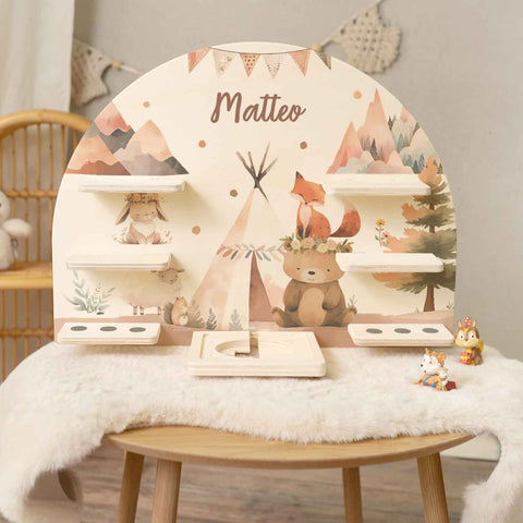 Toniebox Regal für Kinderzimmer - Camping - Personalisiert mit Namen