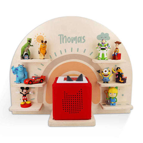 Toniebox Regal für Kinderzimmer - Regenbogen Pastell - Personalisiert mit Namen