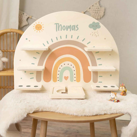 Toniebox Regal für Kinderzimmer - Regenbogen Pastell - Personalisiert mit Namen