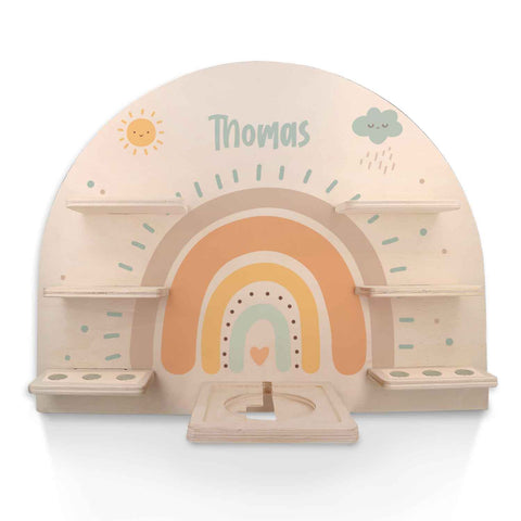 Toniebox Regal für Kinderzimmer - Regenbogen Pastell - Personalisiert mit Namen