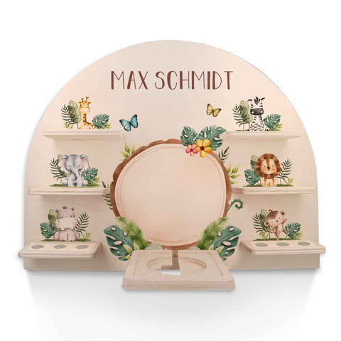 Toniebox Regal für Kinderzimmer - Tiergruppe Safari - Personalisiert mit Namen