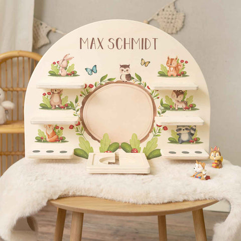 Toniebox Regal für Kinderzimmer - Tiergruppe Wald - Personalisiert mit Namen