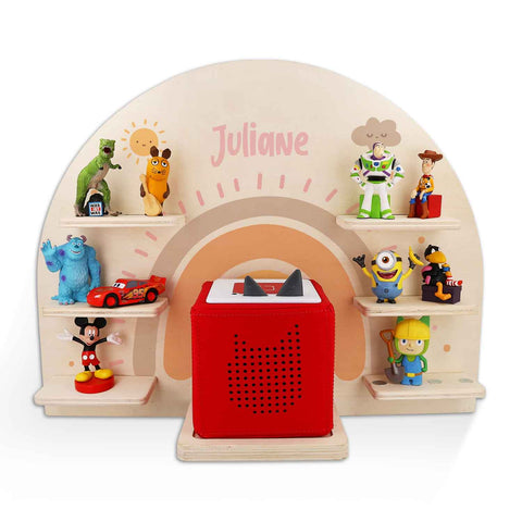 Toniebox Regal für Kinderzimmer - Regenbogen Pastell - Personalisiert mit Namen