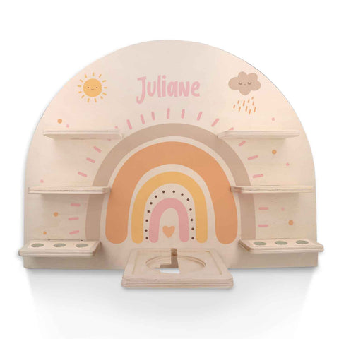 Toniebox Regal für Kinderzimmer - Regenbogen Pastell - Personalisiert mit Namen