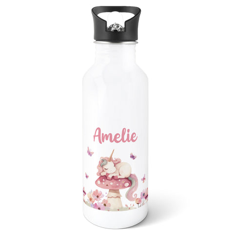 Bedruckte Trinkflasche aus Edelstahl - Schlafendes Einhorn