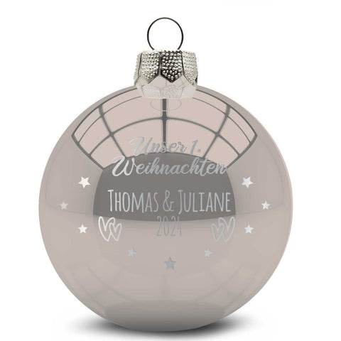 Gravierte Weihnachtskugel - Unser erstes Weihnachten für Paare