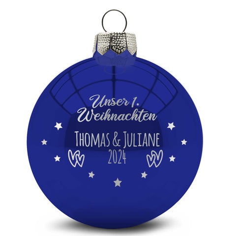 Gravierte Weihnachtskugel - Unser erstes Weihnachten für Paare