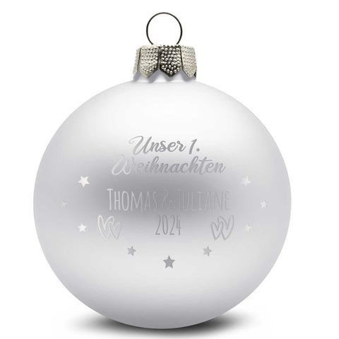 Gravierte Weihnachtskugel - Unser erstes Weihnachten für Paare