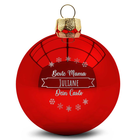 Gravierte Weihnachtskugel mit Wunschtext