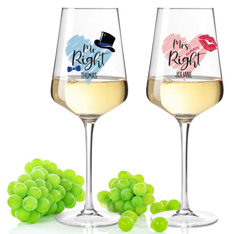 Leonardo Weingläser Mr Right & Mrs Always Right mit UV-Druck im Set