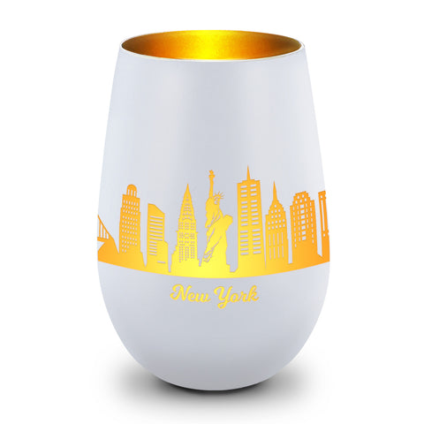 Deko Windlicht aus Glas mit Gravur - Skyline New York
