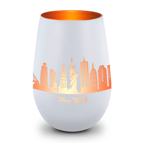 Deko Windlicht aus Glas mit Gravur - Skyline New York