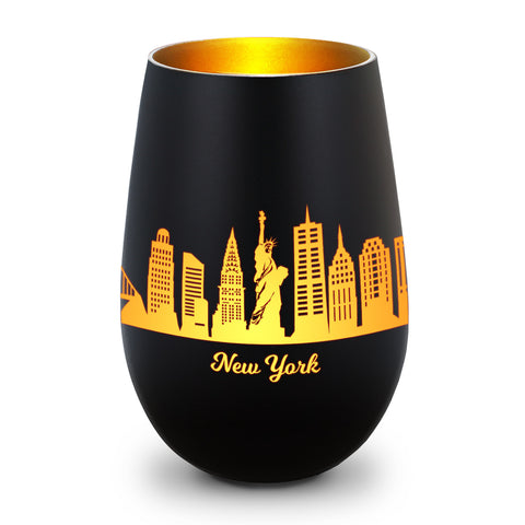 Deko Windlicht aus Glas mit Gravur - Skyline New York