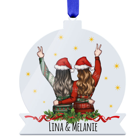 Personalisierter Weihnachtsanhänger aus Acryl mit Konfiguration für beste Freundinnen