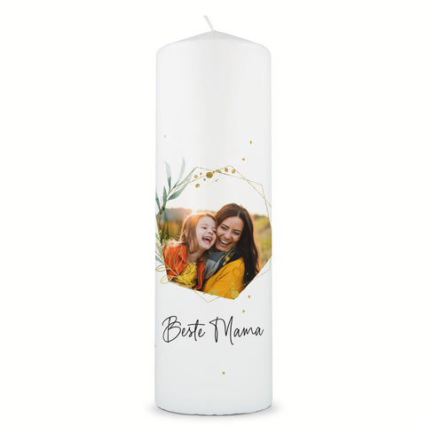 Bedruckte große Kerze mit Foto - Beste Mama V2