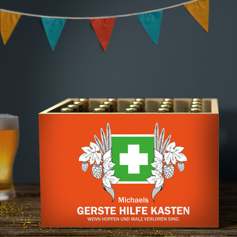 DIY Bierkasten Banderole mit 24 Deckelaufklebern - Gerste Hilfe
