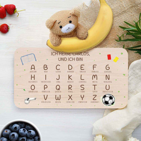 Frühstücksbrettchen mit Druckmotiv & Name - ABC Fußball