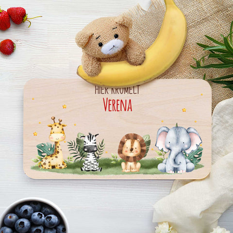 Frühstücksbrettchen mit Druck & Name im "Tiergruppe" Design