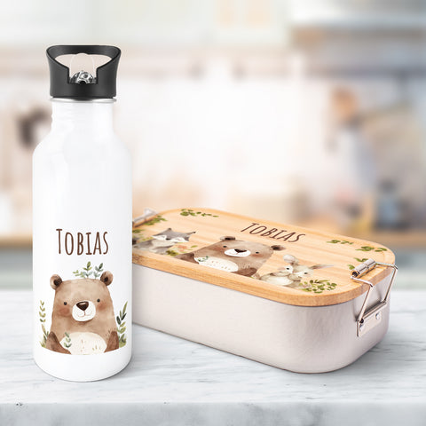 Bedruckte Brotdose & Trinkflasche im Set - Bärenfreunde