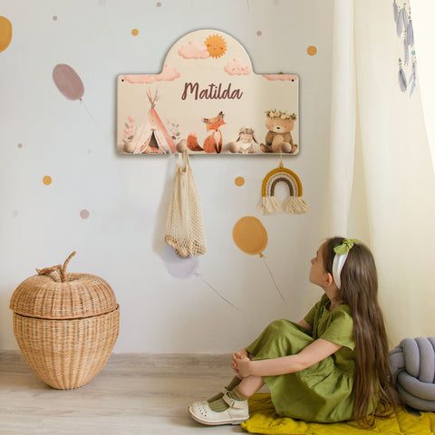 Personalisierte Garderobe fürs Kinderzimmer - Camping